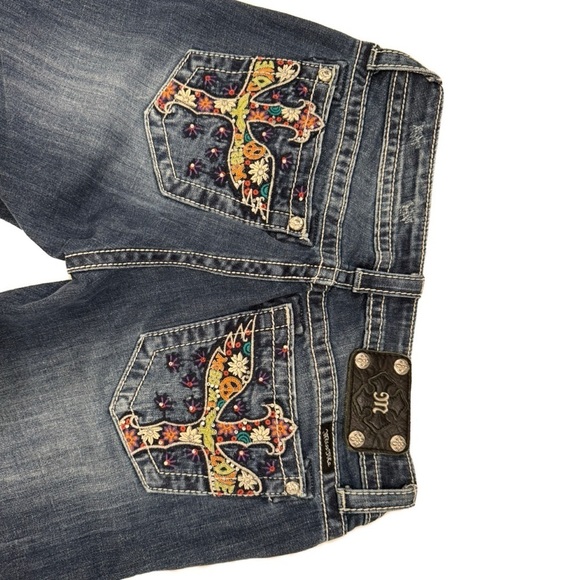 Miss Me JP5727S5 Psychedelic Wing Cross Pocket Skinny Blue Jeans Size 29 - Picture 5 of 13